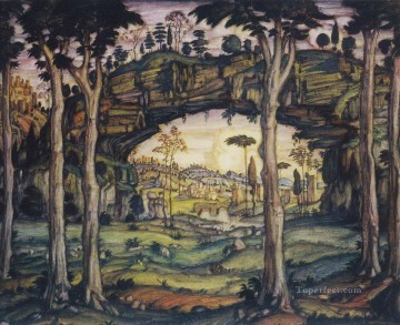 風景 Painting - イタリアの風景 1911 コンスタンチン・ボガエフスキーの風景